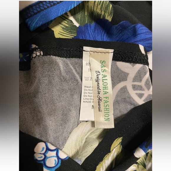 S&S Aloha Fashion Dress NWOT Medium Black Blue Stretchy Fabric - Picture 7 of 12
